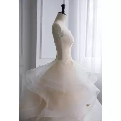 Forest light wedding dress smearing princess dream 2021 new white wedding dress bride smearing long smearing European and American