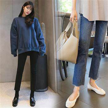 2021 Spring Clothing Fashion New Micro-Horn Pants Early Spring Pregnant Woman Jeans Spring Autumn Thin out of pants Chaumen-Taobao