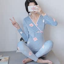 Pregnant Woman Autumn Clothes Autumn Pants Suit Lactation Sleeping Clothes Moon Clothes Spring Autumn Pure Cotton Pregnant With Thin Suede Warm Underwear Postnatal