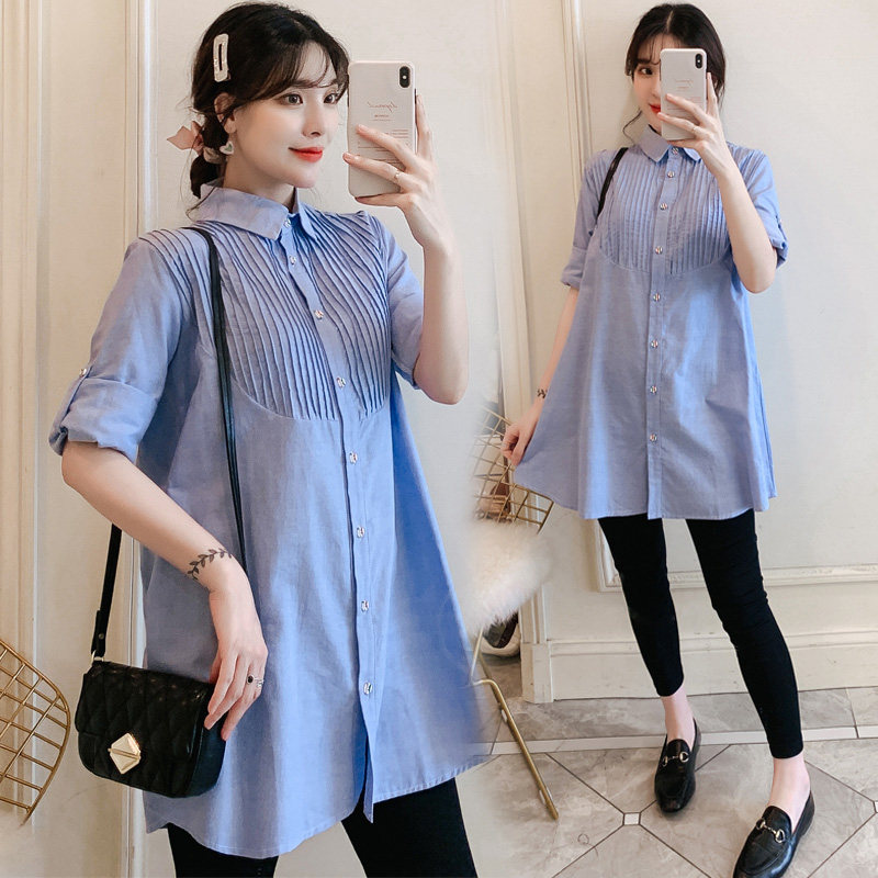 Maternity Dress 2023 New Outgoing Production Inspection Mid-Long Shirt Dress Fashion Western Style Fashion Suit Spring and Autumn