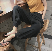 Pregnant women Harem pants Summer pregnancy loose thin casual radish pants nine-point pants High waist support belly drawstring pants