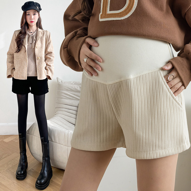 Pregnant women shorts fall and winter lamp cordude broad leg shorts fashionable new Cheniel shorts and panties