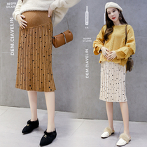 Pregnant woman half-body dress Han version of rice Lamp Core Suede half body Skirt Bow Tie points Retro elegant Elegant Pregnant Woman Tovening Half Body Dress