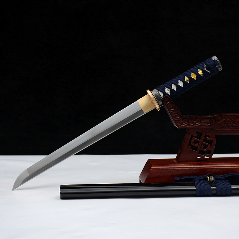 Longquan Wujia Short Knife, High Manganese Steel Forged Pocket Knife, Integrated High Carbon Steel Sword, Decorative Pattern Steel, Unsharpened