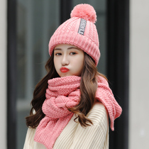 Winter hat children Winter plus velvet thickened leisure Joker British wool hat scarf set Korean tide warm knitting