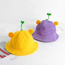 South Korea spring and summer cartoon cute little yellow hat childrens sun hat boy girl sun hat fisherman hat basin hat parent-child