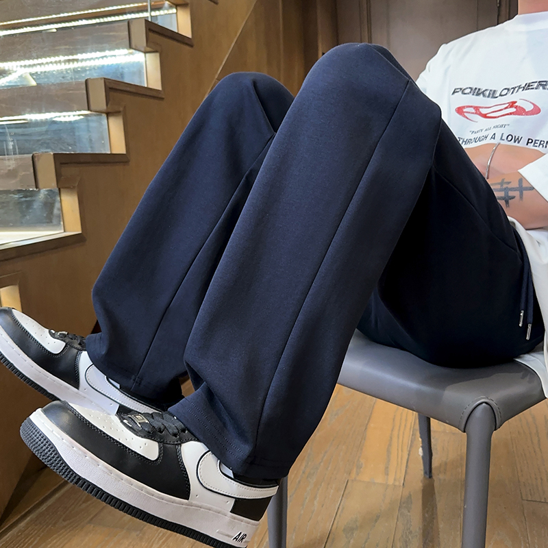 Teenage School Uniform Pants Navy Blue Spring and Summer Junior High School and High School Sports Pants Elementary School Children's Straight-Leg School Pants for Boys