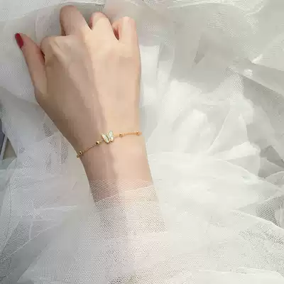 Korean version of 18K rose gold simple personality temperament shell white shell butterfly Sichuan Fritillaria hand short lady does not fade