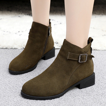 2021 New Plus Size Boots Women 40-43 Autumn Flat Womens Boots 41 Leather Joker Single Boots Frosted Martin Boots