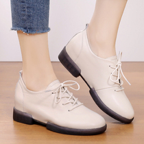 2021 new casual soft leather spring single shoes Joker large size women shoes 40-43 leather beef tendon soft soles 42 leather shoes