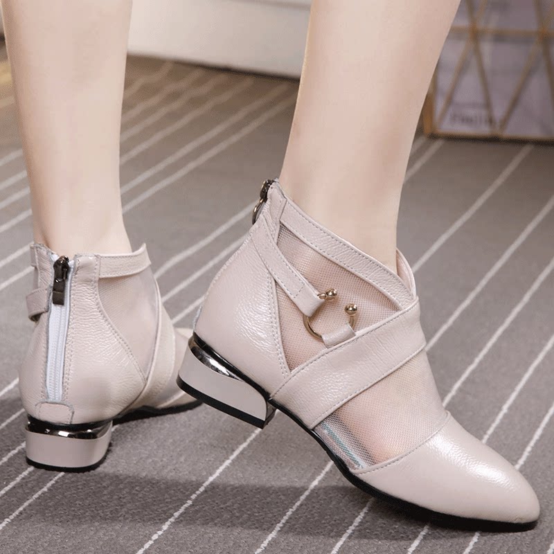 Summer Fashion 40 Mesh Yarn Boots Large Size Single Shoes Woman 41-43 Flat Bottom Genuine Leather 100 Hitch Soft Bottom New 2022 Women Shoes