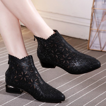 2022 Spring Fashion New Soft Bottom Big Code Women Shoes 41-43 Short Boots Flat Bottom Mesh Yarn Boots 100 Hitch Casual Single Shoes