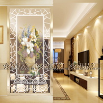 Modern art glass simple screen partition living room tempered sliding door entrance background wall creative European vase