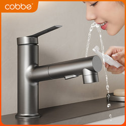 Kabe Brass Pull-Out Faucet for Washbasin, Hot and Cold Water Sink Faucet for Bathroom