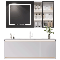 High-end custom bath room cabinet Composition modern minimalist toilet rock plate seamless integrated basin washbasin cabinet washing table