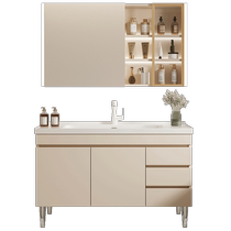 Kabei cream style bathroom cabinet combination modern minimalist bathroom ceramic integrated basin wash floor-standing wash basin
