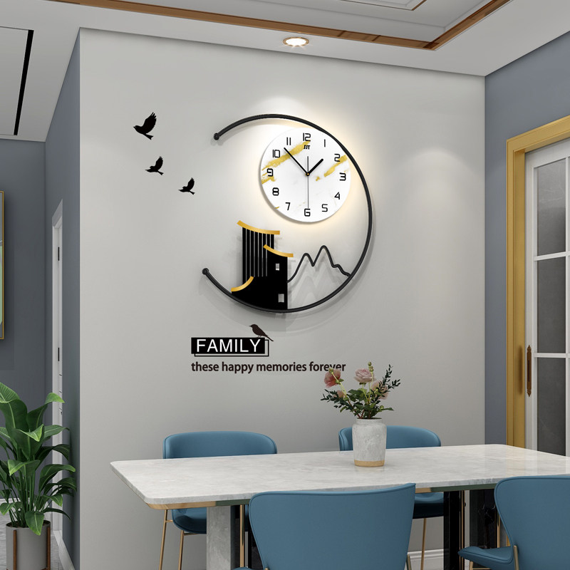 2022 net celebrity dining room clock wall clock living room light luxury decorative clock art modern minimalist wall lamp creative wall hanging