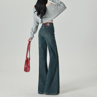 Vintage Flared Jeans for Women, 2025 Winter New Style, High-Waisted, Fleece-Lined, Slimming, Non-Tight, Extended Length, Floor-Length Bootcut Pants