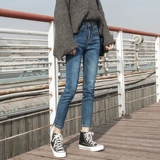 Джинсы, демисезонные приталенные штаны, приталенный карандаш, высокая талия, в обтяжку, 2024 года, по фигуре, подходит для подростков