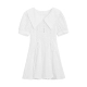Xám nhà xám tùy chỉnh ngọt ngào váy trắng cổ chữ v ngắn ngắn Pháp retro tình yêu đầu tiên nhẹ nhàng váy gió - Sản phẩm HOT