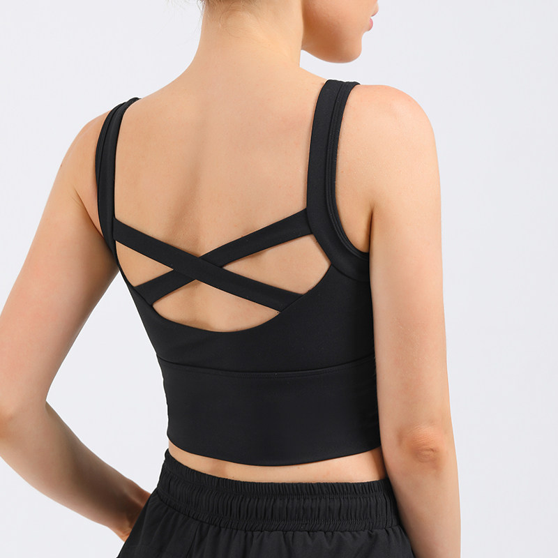 High strength sports lingerie female shock-proof gathering anti-sagging professional yoga vest outside wearing running fitness bra