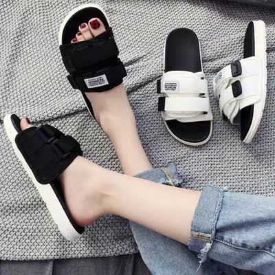 一字拖鞋女款夏季2021新款网红ins情侣拖鞋男款韩版个性百搭