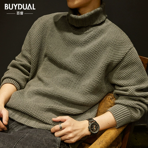 Демисезонный ретро трикотажный шерстяной свитер, в американском стиле, увеличенная толщина, большой размер