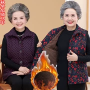 Phụ nữ trung niên và già cộng với áo vest nhung dày vai bà ngoại mùa thu và mùa đông dày cộng với phân bón áo bông XL