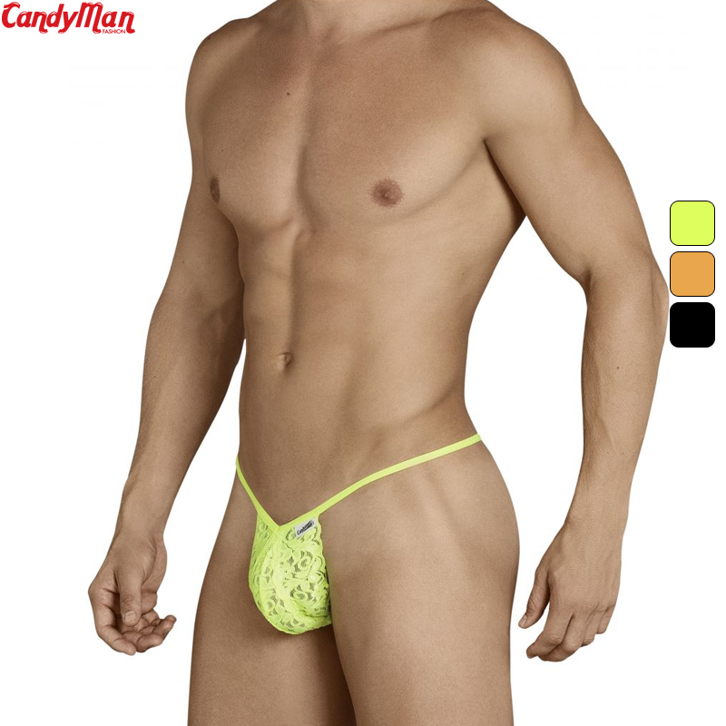 [Spot] Túi đựng đồ ba chiều Candyman Ren trong suốt Sexy Hollow Men Thong underwear 99371 - G-string
