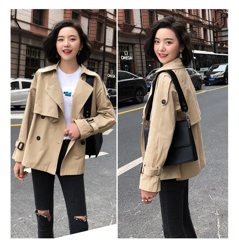 Ngắn tầm vóc áo gió nữ phần ngắn Hàn Quốc phiên bản 2018 new khaki giản dị sinh viên hoang dã chic mùa xuân và mùa thu áo áo khoác nữ hàn quốc