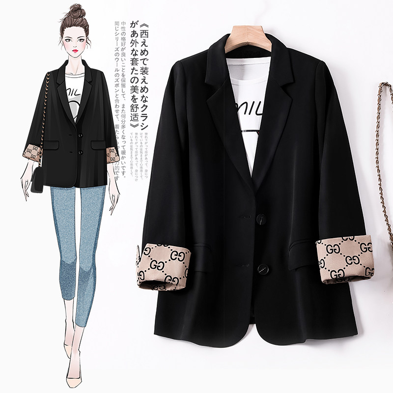 Suit Jacket Woman 2022 Chunqiu Ji New Korean version Inn Wind Leisure relaxed and small sub black Western suit jacket