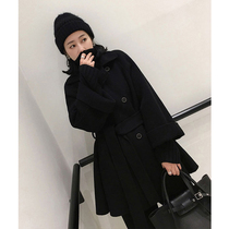 Black woolen coat womens short small man autumn and winter 2021 New Korean plus cotton thick woolen coat
