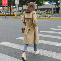 Windbreaker coat womens long khaki 2021 Spring and Autumn New Korean casual small man coat early autumn
