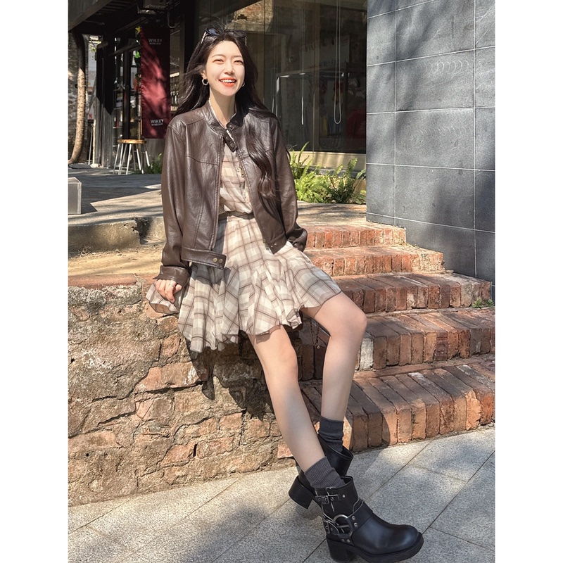 Brown Leather Jacket for Women 2026 Autumn New Fashion Retro Versatile Casual Elegant Ultra-Soft Short Jacket Top Brown Leather Jacket for Women 2026 Autumn New Fashion Retro Versatile Casual Elegant Ultra-Soft Short Jacket Top
