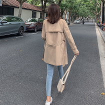 Trench coat womens long little man 2021 Spring and Autumn New Korean version of popular khaki chic student short coat