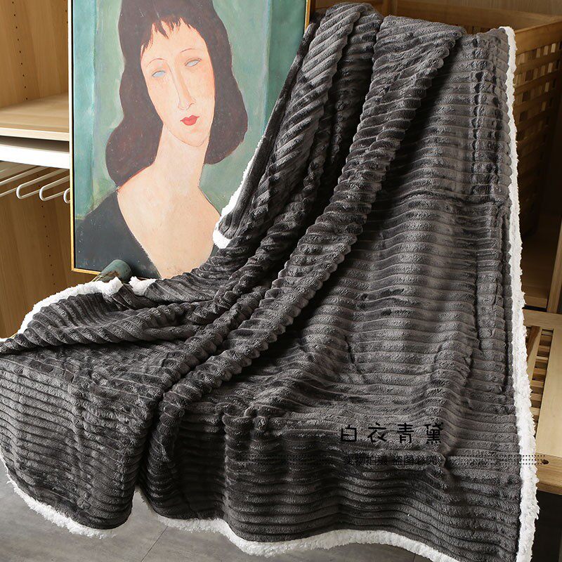 Плед 太tm舒服了！法兰绒+羊羔绒！出口欧美家居毛毯保暖舒适绒毯毛毯 No brand