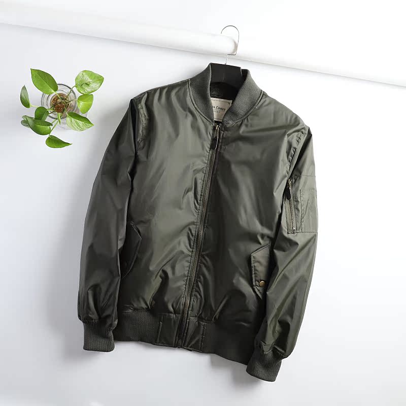 Áo bông bay MA1 của Mỹ! Không thấm nước! Mùa thu và mùa đông dày nam bóng chày mỏng cổ áo cotton đơn giản độn bông áo khoác bomber