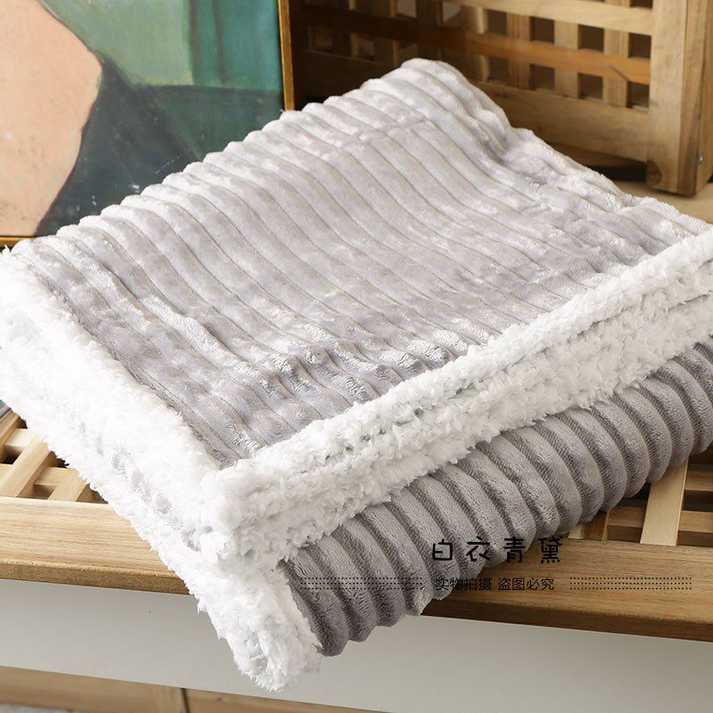 Плед 太tm舒服了！法兰绒+羊羔绒！出口欧美家居毛毯保暖舒适绒毯毛毯 No brand