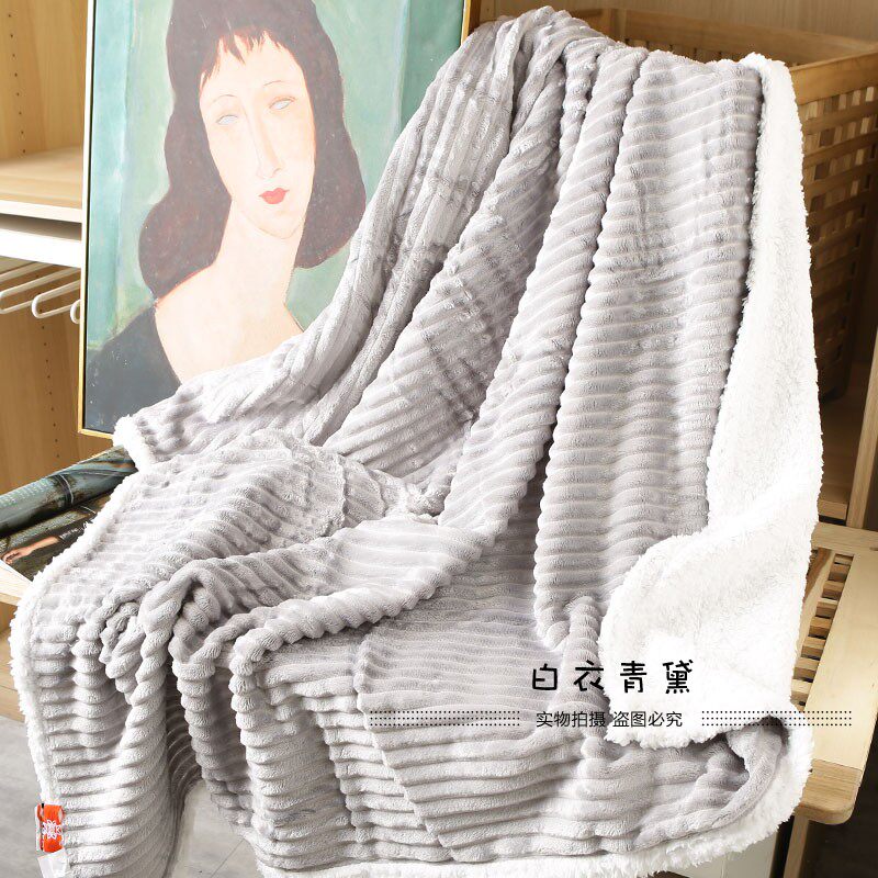Плед 太tm舒服了！法兰绒+羊羔绒！出口欧美家居毛毯保暖舒适绒毯毛毯 No brand
