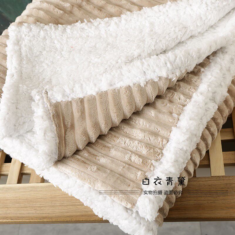 Плед 太tm舒服了！法兰绒+羊羔绒！出口欧美家居毛毯保暖舒适绒毯毛毯 No brand