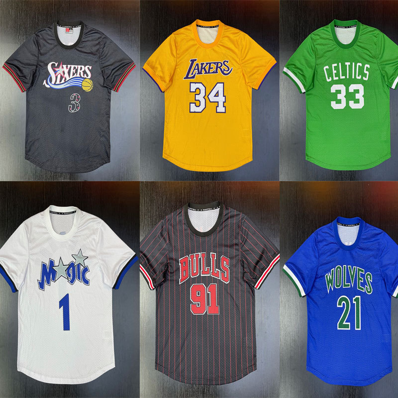 Classic Retro Short-Sleeved Large Mesh Jersey Rodman White Chocolate Mcgrady Malone Garnett Malone Basketball Jersey