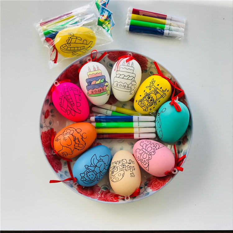 Double-sided color simulation egg with brush children's kindergarten creative DIY painting graffiti egg handmade material