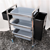 Stainless steel three-layer thickened food cart Plastic plate bowl cart Hand push service cart Restaurant food cart cart