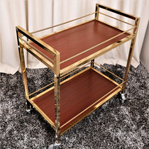 Three-layer steel wood wine cart Dining car Mobile food delivery Titanium service car Hotel stainless steel trolley Luxury hotel