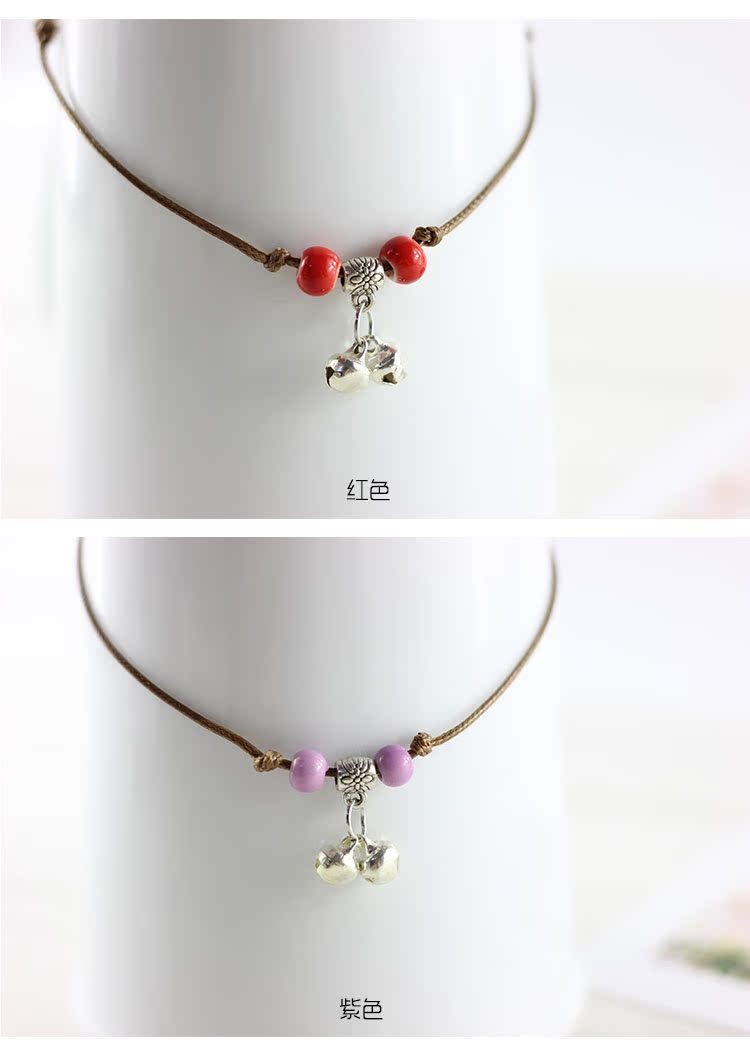 Sen nữ dây đỏ vòng chân nữ dệt tay đơn giản chuông quốc gia trang sức gió Nhật Bản và sinh viên Hàn Quốc hoang dã vòng chân cho nữ