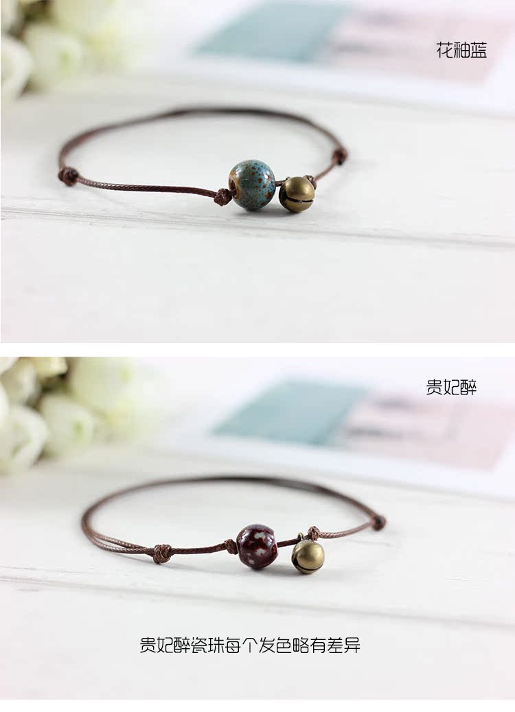 Vòng tay bằng gốm sứ vòng tay đan đơn giản thời trang dân tộc phong cách tươi phổ biến mẫu nữ phổ biến chuông vòng chân vòng chân nhảy múa