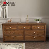 Xizhilin 7 bucket cabinet solid wood American pure solid wood cabinet bedroom storage cabinet storage living room multifunctional bucket cabinet