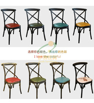 loft back fork chair American countryside retro made old bar iron art dining table and chairs combined colorful round back double fork back chair