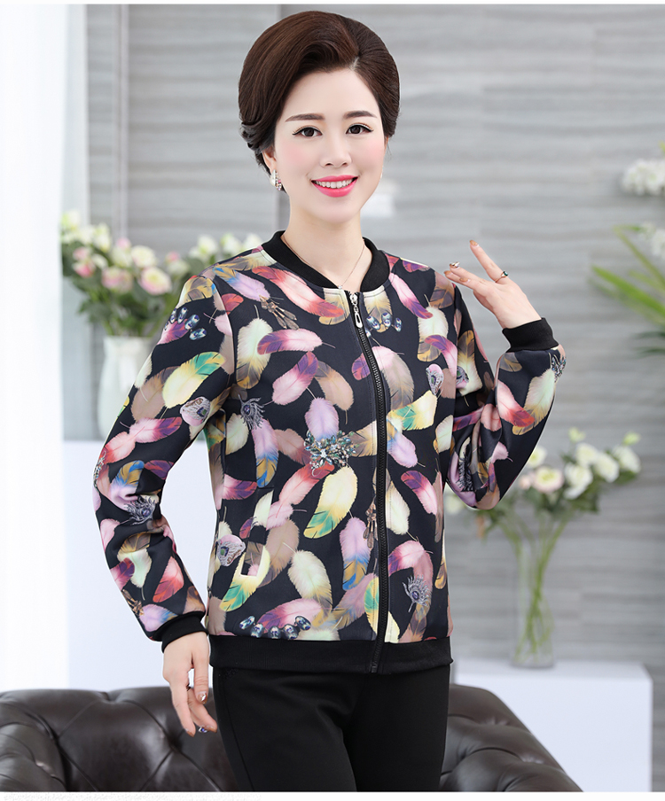 Phụ nữ trung niên mẹ váy mùa xuân áo khoác ngắn 40 tuổi 50 lớn kích thước mùa xuân và mùa thu áo trung niên phụ nữ áo sơ mi áo khoác trung niên