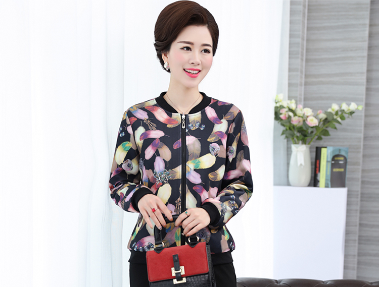 Phụ nữ trung niên mẹ váy mùa xuân áo khoác ngắn 40 tuổi 50 lớn kích thước mùa xuân và mùa thu áo trung niên phụ nữ áo sơ mi áo khoác trung niên